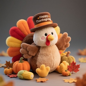 <span class=keywords><strong>Peluche</strong></span> personalizzato della mascotte del tacchino del ringraziamento con pettorina riconoscente regalo di <span class=keywords><strong>peluche</strong></span> personalizzato per le vacanze OEM ODM - Product Image 2