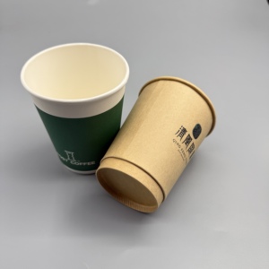 Gobelet en papier kraft jetable de qualité alimentaire, double paroi isolante, impression personnalisée pour café, boissons chaudes à emporter - Product Image 4