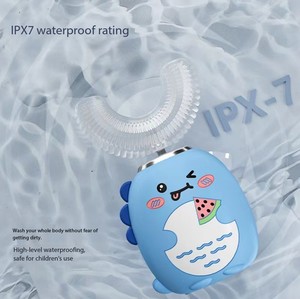 Cepillo de dientes eléctrico en forma de U para niños, cepillo de dientes de silicona inteligente con dibujos animados para niños, cepillo de dientes sónico recargable automático - Product Image 3