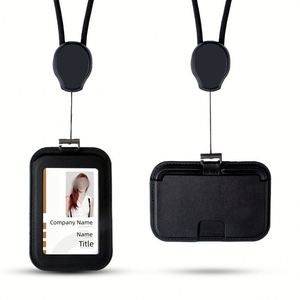 X418 High Quality PU Leather Id Card <b>Holder</b> With Lanyard Retractable <b>Badge</b> Reel <b>for</b> Banking Law Firms Investment - Product Image 2
