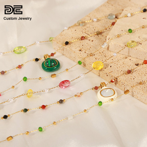 <span class=keywords><strong>DE</strong></span> pierre naturelle collier <span class=keywords><strong>de</strong></span> perles pendentif <span class=keywords><strong>Maillard</strong></span> Style Double couches titane acier clavicule chaîne mode couches colliers - Product Image 3