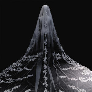 Voile de <span class=keywords><strong>mariage</strong></span> principal de <span class=keywords><strong>mariage</strong></span>, dentelle d'os de voiture Super brillante monocouche longue longue queue voile de <span class=keywords><strong>mariage</strong></span> nouvelle broderie voile de mariée - Product Image 4