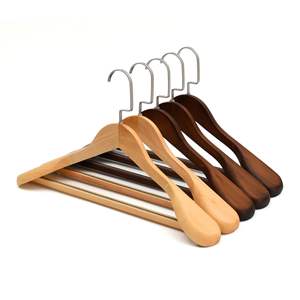 Cintres en bois de haute qualité, couleur cerisier noir naturel antique, pour costumes, avec barre antidérapante pour pantalons et robes - Product Image 1