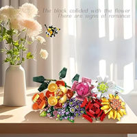 Ensemble de blocs de construction éducatifs en plastique, à assembler soi-même, pour la création de bouquets de fleurs, jouet de construction et de modélisation pour enfants et adultes