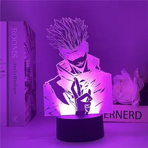 Lámpara de noche 3D para niños, figura de Jujutsu Kaisen Gojo Satoru, decoración de dormitorio, luz de noche de Manga, regalo genial, lámpara de mesa