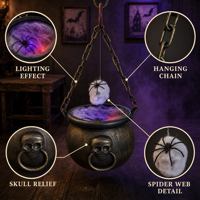 SIPKLR Décoration d'Halloween Murale Lumineuse : Foyer Magique et Baril Squelette Effrayant