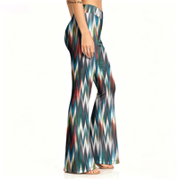 Pantalon de yoga évasé taille haute pour femme, imprimé tie-dye abstrait, leggings coupe cloche, pantalon géométrique chevron, tenue de sport