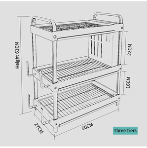 2 niveaux Noir En Métal <span class=keywords><strong>Étagère</strong></span>s de Stockage De Cuisine Panier Organisateur <span class=keywords><strong>Sur</strong></span> Évier Plat Séchage Grille - Product Image 6