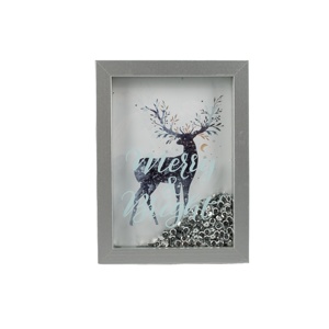 Marco de fotos de caja de sombra MDF decorativo de lentejuelas con purpurina plateada barata de fabricación profesional - Product Image 1