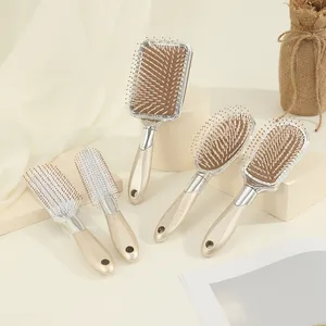 Personalizado Oem Profissional 5Pcs Luxo Encaracolado Plástico Detangling Hairbrushes Salon Ouro Encaracolado Cabelo Escova Set Para As Mulheres