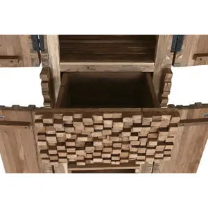 RECYCLED TEAK <b>WARDROBE</b> 50X45X180 2 DOORS 1 DRAWER <b>Narrow</b> Profile - Product Image 1