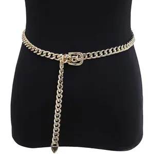 Punk Female Chunky Belt Chain Gold Chain Belts Adjustable Waist Chain Jewelry for Jeans Pants