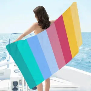 100% Cotton Velour Sublimation Printed Stripes Large Beach Towel Bath Towel