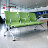 Chaise d'attente modulaire en PU haute résistance avec accoudoirs en acier pour aéroport, hôpital, gare