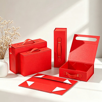 Boîte cadeau pliable en une seule pièce avec poignée en cuir PU de qualité supérieure et fermeture magnétique, en carton rigide, vide, pour mariage et fête - Vente en gros