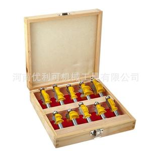 10 buah Set mata bor Router kustom, pemotong ujung karbida untuk pekerjaan kayu dengan kemasan kotak kayu logo pisau 1/2 warna kustom - Product Image 6