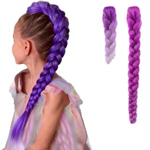 Perruque queue de cheval tressée violette à clipser, cheveux synthétiques 66 cm, sans colle, pour cosplay femme - Product Image 3