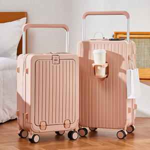 Maleta de Mano Yongsheng de 20 Pulgadas para Mujer, con Candado de Combinación, Abertura Frontal, Portavasos, Color Sólido, Primavera 2024 - Product Image 1