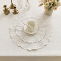 Meilleures ventes : Sets de table ronds en tissu de coton pour la décoration de table, style campagne française, avec sous-verre en dentelle brodée