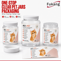 Emballages personnalisés en plastique transparent RPET pour aliments pour animaux de compagnie, étiquettes personnalisées, conformes aux normes alimentaires, recyclables, service d'approvisionnement direct usine, lot de bocaux pour animaux de compagnie avec couvercles