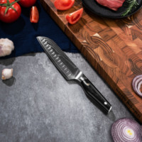 Peralatan Masak Promo Panas 6Pcs Pisau Santoku Baja Damaskus Gagang G10, Pisau Serbaguna, Pisau Pengiris Tulang, Pisau Ambidextrous, Set Pisau Bilah Poles