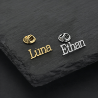 Pin Huruf Kustom Berkualitas Tinggi Nama Pribadi Ethan Baja Tahan Karat Enamel Lunak Gaya Hewan untuk Lencana