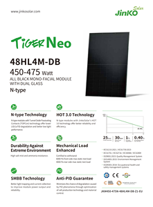 Panneaux solaires photovoltaïques Jinko Solar 450W 460W 470W 480W, panneaux solaires mono en verre/noir, en promotion - Product Image 2