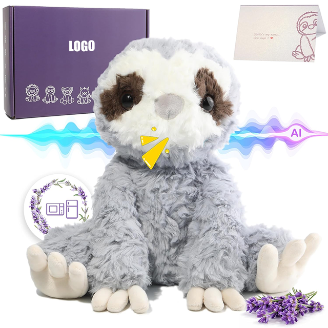 OEM ODM Custom AI Talking Sloth Plush Toy Microwavable Weighted Heat Pad Stuffed Animal OEM ODM Wholesale