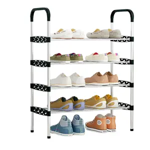 Custom Size Metal Shoe Rack Cabinet Luxury Designer Entryway Multi-Layer Black Shoe Racks