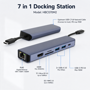 Hub USB C <span class=keywords><strong>7</strong></span> en 1 con Gigabit Ethernet RJ45, HDMI 4K 60Hz, 100W PD, Lector de Tarjetas SD y TF 3.0, Estación de Acoplamiento Tipo C para MacBook - Product Image 3
