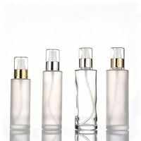 Flacon pompe à lotion rond en verre givré transparent de 60 ml, 80 ml, 100 ml avec bouchon supérieur noir, or, argent, logo personnalisé, utilisation cosmétique