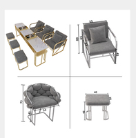 Ensemble table et chaise de manucure de luxe moderne, table de manucure en marbre, surface en verre, tables simples, doubles ou triples