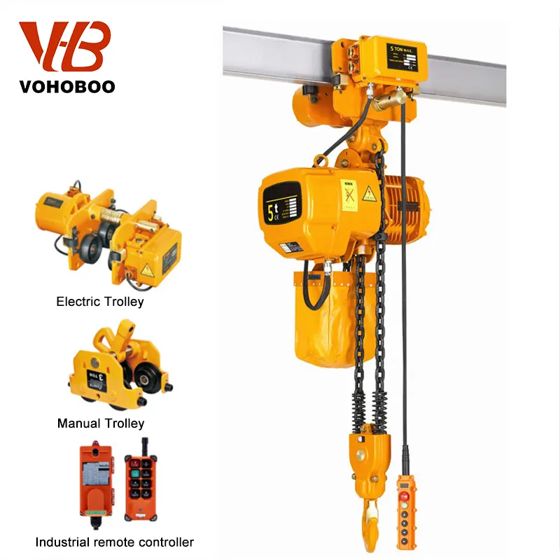 VOHOBOO HHBB-Grue électrique à chaîne en stock, marque, vente chaude, 1 tonne, 2 tonnes, 3 tonnes, 5 tonnes, 10 tonnes, 15 tonnes, 20 personnalisé, fourni