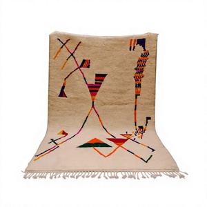 Tapis faits main en laine de Nouvelle-Zélande, design géométrique moderne, style berbère marocain, pour salon, prix abordable, fabriqués en Inde - Product Image 1