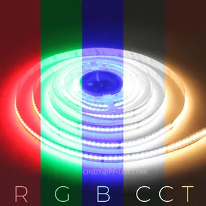 높은 CRI90 Rgbww rgbcw rgbcct 3000K + 6000K 플렉스 COB LED 스트립 DC24V 21 W/M 840leds/M COB 주도 선형 스트립 빛