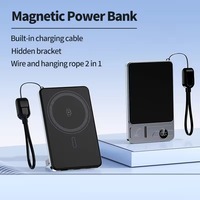 Power Bank Magnetik Kustom 10000MAH 15w Pengisi Daya Nirkabel untuk Ponsel, Earbud, dan Jam Tangan, Dilengkapi Dudukan dan Cocok untuk Perjalanan