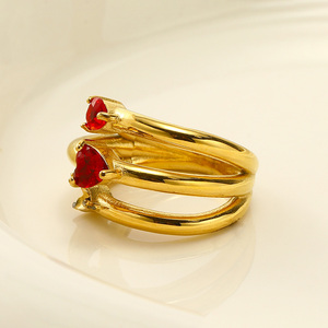 New <strong>Light</strong> Luxury Fashion Geometric Multi Layered Heart Shaped Zircon Titanium Steel Women's Jewelry Personalized Ins Ring - Product Image 2