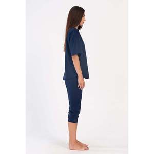 Ensemble de vêtements de nuit pour femmes, épaules dénudées, manches courtes, col ovale, Capri avec poignets ovales - Product Image 2
