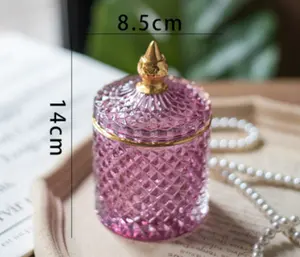 Wholesale Luxury USA Warehouse Bathroom Embossed Crystal Glass Candle Holders Glass Candle Jars For Wax Candy Cookie