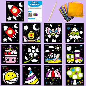 Feuille à la main bricolage dessin animé mignon magique transfert autocollants <span class=keywords><strong>Kit</strong></span> d'art amusant pour enfants maternelle autocollants colorés peintures d'art magique - Product Image 2