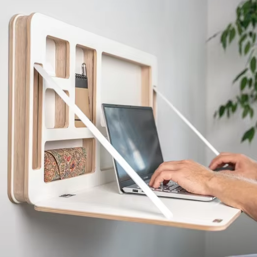 Minimalist Floating Murphy Desk Wall Mounted Folding Laptop Desk Eco Friendly Plywood Multi-functional Adjustable Home Office