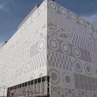 Paneles de Pared Cortina de Aluminio Perforado - Revestimiento de Fachada con Imagen Artística en Tonos Medios para Arquitectura Moderna