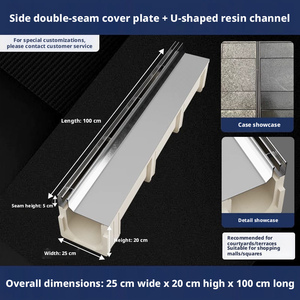 Hot-selling stainless steel <b>linear</b> drainage ditch, U-shaped resin drainage channel, outdoor balcony and courtyard drainage - Product Image 3