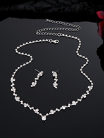 Ensemble de bijoux de mariage pour femmes, 2 pièces/ensemble, nouveau collier et boucles d'oreilles en cristal de zircon argenté brillant, pour demoiselle d'honneur, pour la mariée
