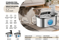 Fontaine à eau pour chat DRH 3.2L en acier inoxydable, pompe sans fil, fontaine à eau intelligente pour chat, distributeur d'eau automatique rechargeable pour animaux de compagnie