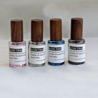 Flacon de parfum vide en verre 10 ml avec pulvérisateur à fine brume et capuchon effet bois pour parfum et cosmétiques, avec logo personnalisable