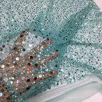 Tissu de luxe en tulle perlé français brodé de perles pour robe de soirée, mariage, textile de maison, couleur personnalisée, léger