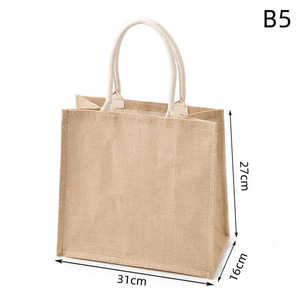 حقيبة يد محمولة من الخيش ، مقابض بحلقة من الخيزران ، حقيبة يد صغيرة ، حقيبة يد كلاسيكية معاد تدويرها للنساء بحجم كبير - Product Image 4