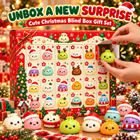 Calendrier de l'Avent de Noël : Boîte Mystère 24 Pièces – Jouets Squishy Mignons en Forme de Bao Bun pour la Décompression – Cadeau