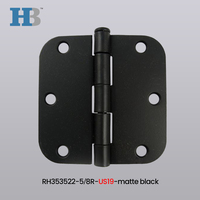 Bisagra de puerta estándar americana de 3.5 pulgadas con esquina de radio de 5/8 pulgadas, bisagra de mortaja completa US19 en negro mate